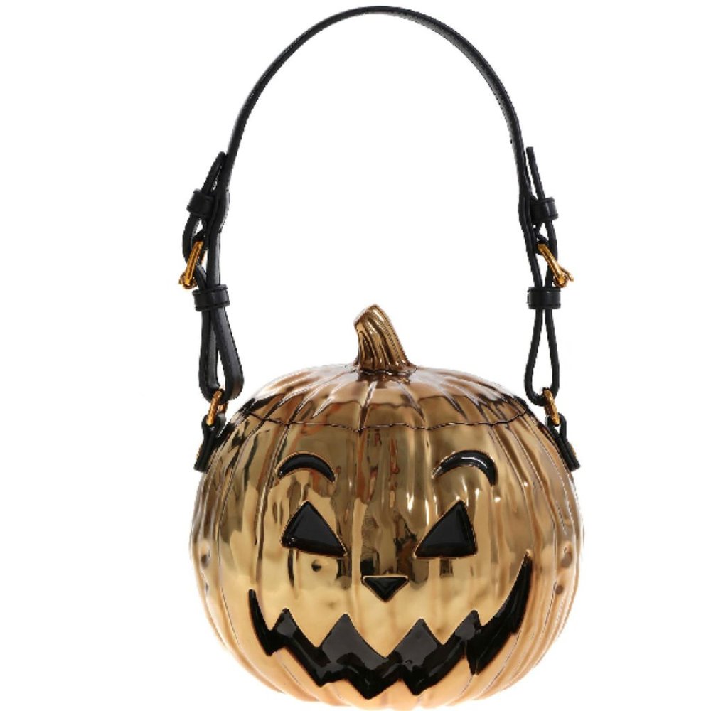 Halloween 🎃 SS20 Moschino Couture JeremyScott Laminated Pumpkin Bronze Handbag - Picture 3 of 16
